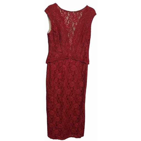 Polo Ralph Lauren Women's Red Lace Gown Size 12 Maxi Dress - Picture 1 of 12